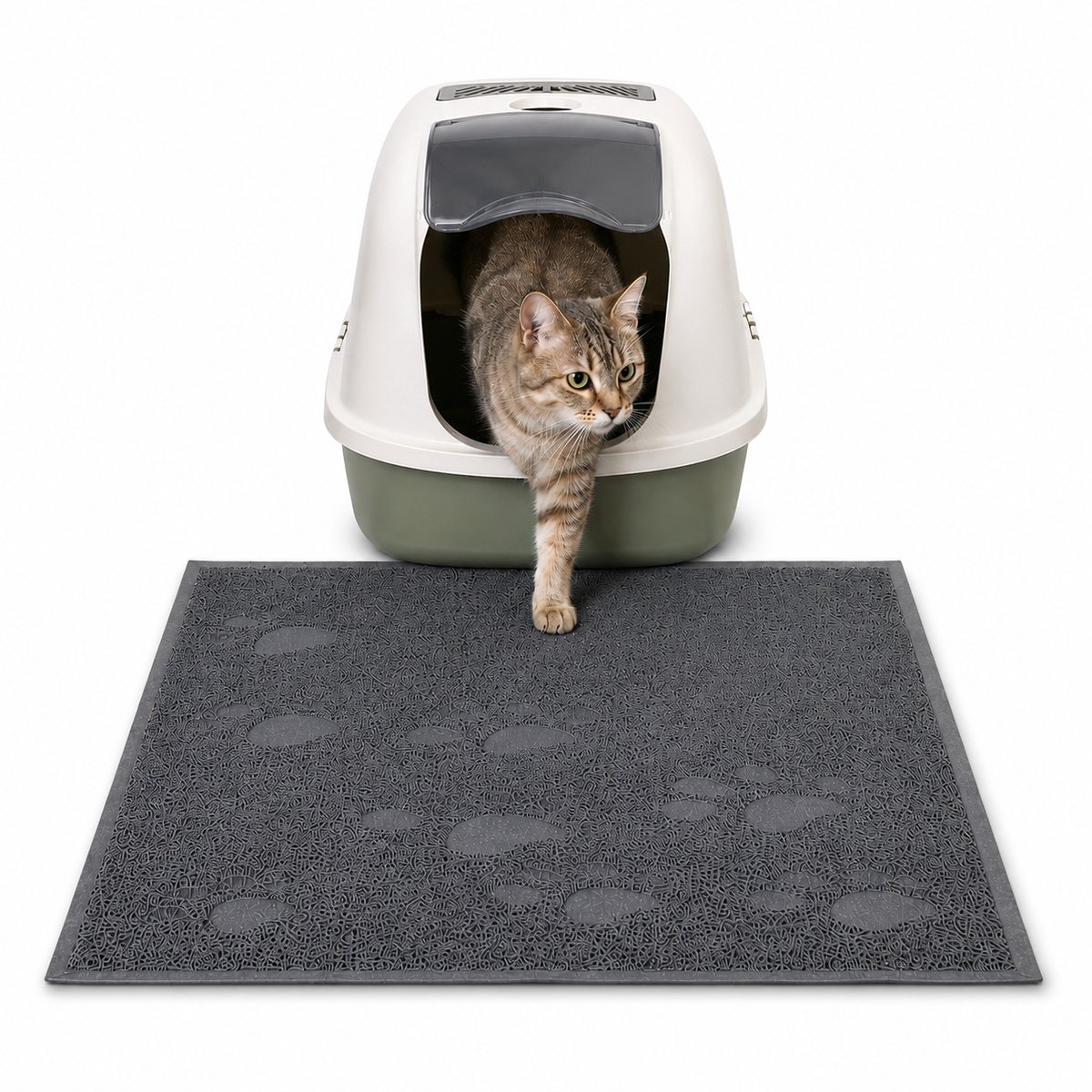 belviona Opvangmat kattenbak, grijs PVC, antislip & onderhoudsvriendelijk, 60x90 cm