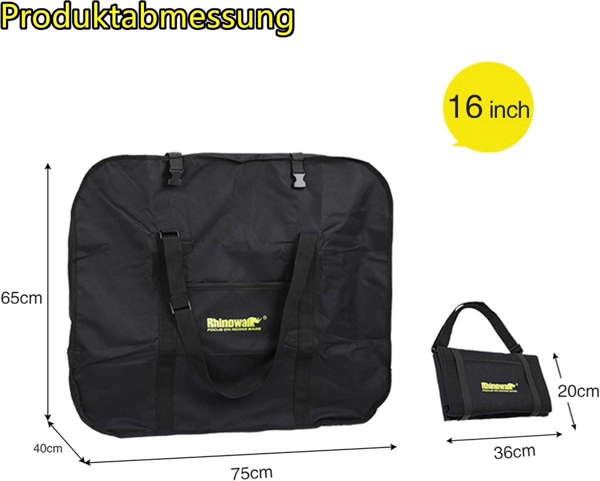 Opvouwbare Fietstas - Zwart - 20 Inch - Oxford-stof met Verstelbare Bandjes - Voor Auto, Trein en Vliegreizen