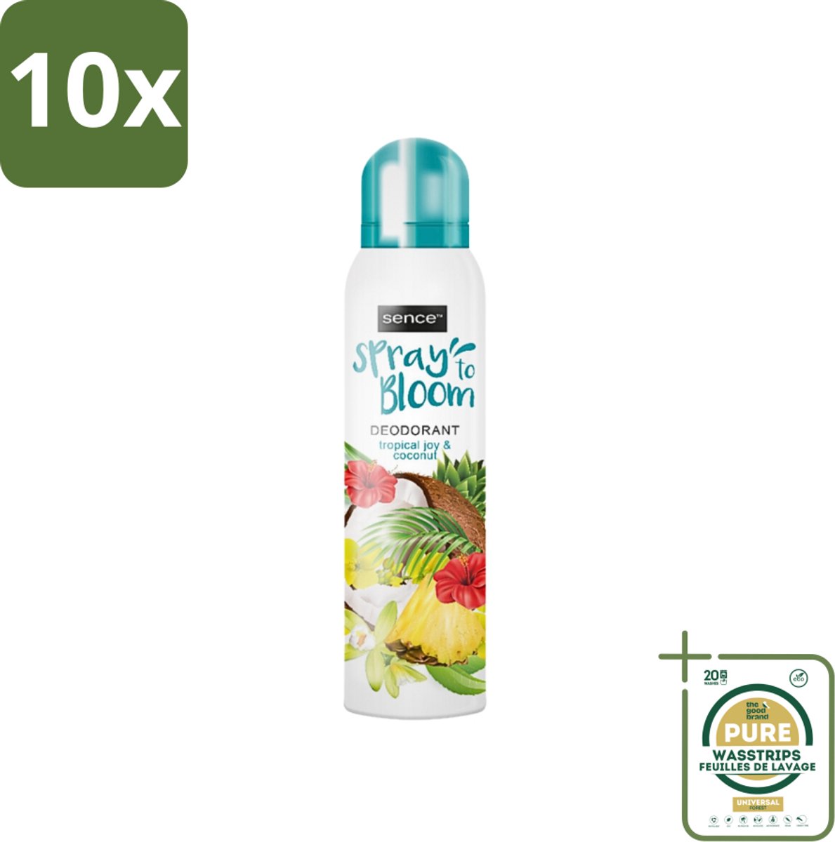 10 x Sence - Tropical Joy & Coconut - Deodorant - Exotisch - 150 ml - Grootverpakking - Tropisch - Kokos - Exotisch - Deodorant - Frisheid