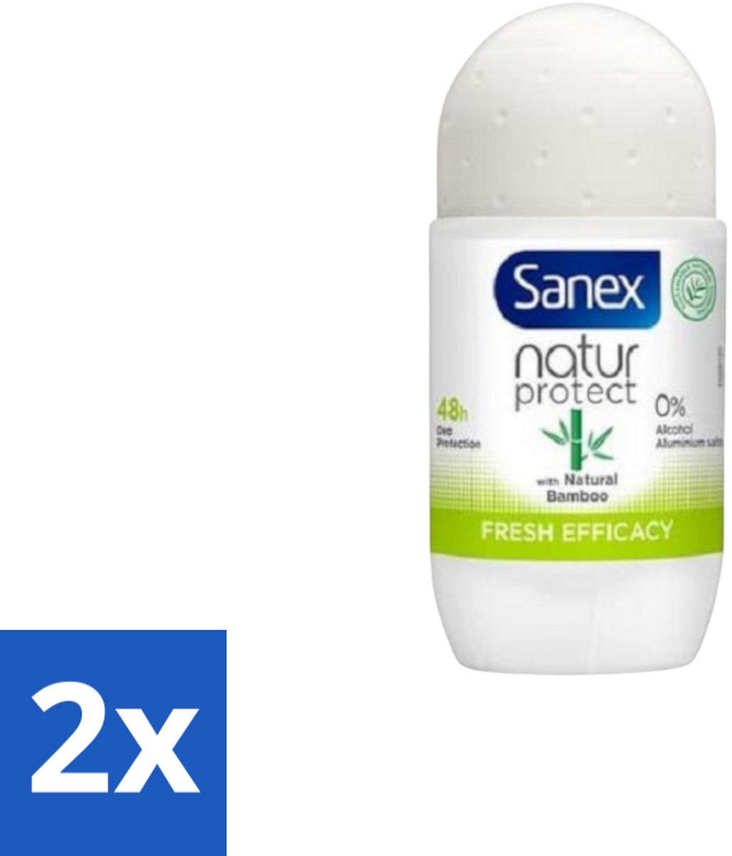 2 x Sanex – Deo Roll-on – Bamboo Fresh Efficacy – 50 ml - Deodorant Roll-on - Bamboe Geur - Natuurlijke Frisheid - Huidcomfort - Geurcontrole