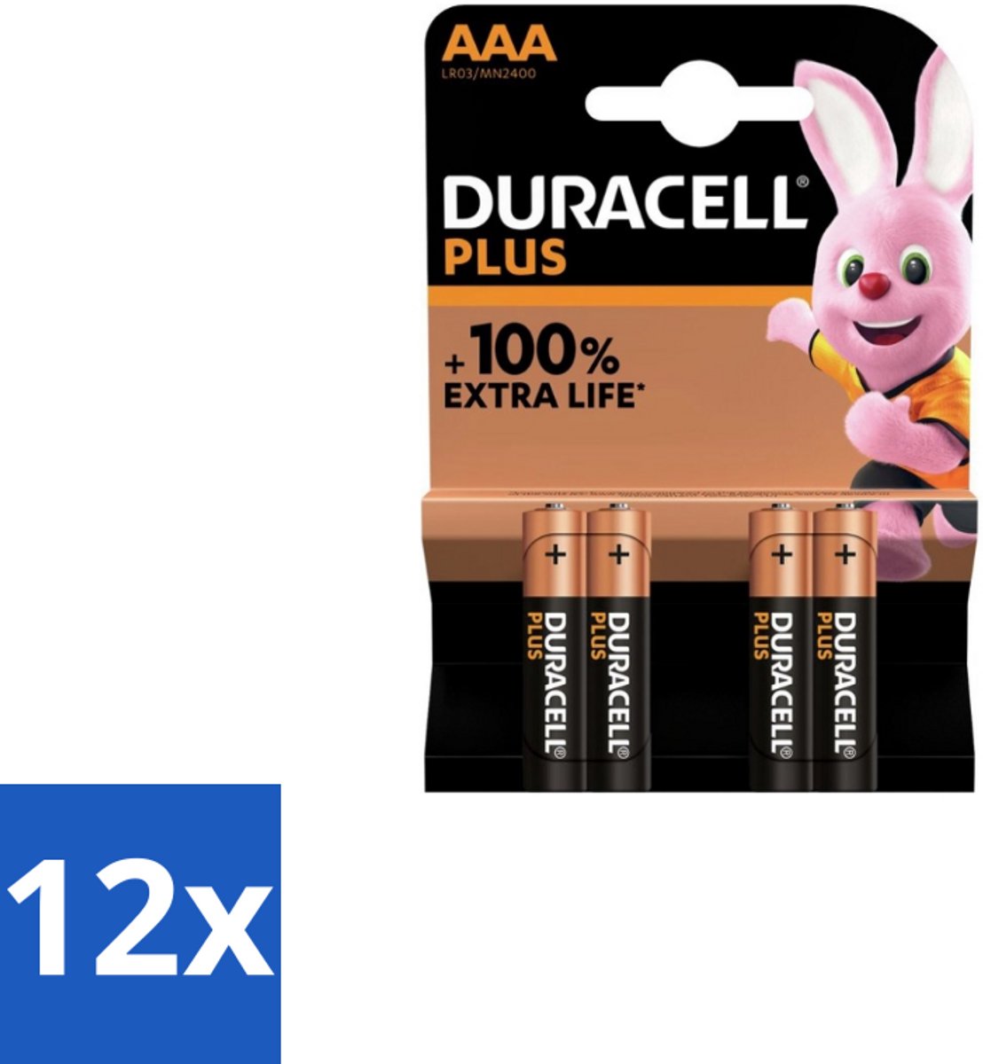 12 x Duracell – Alkaline Batterijen AAA – Plus – 4-pack - AAA Batterijen - Alkaline Batterijen - Langdurige Batterijen - Batterijen Voor Speelgoed - Batterijen Voor Zaklampen