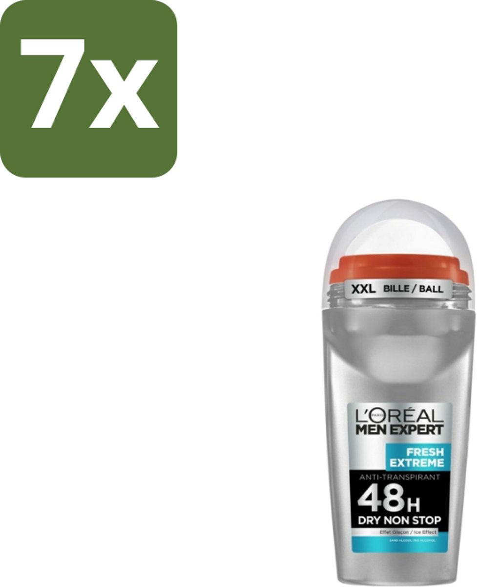 7 x L'Oréal Men Expert Deodorant Roller Fresh Extreme 50 ml - Anti-transpirant - Deodorant Roller - Ice Effect - Frisheid - Zweetbestrijding