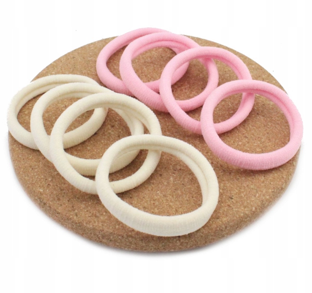 8x Scrunchies Haarbandjes Lycra Set - Poederroze & Vanille