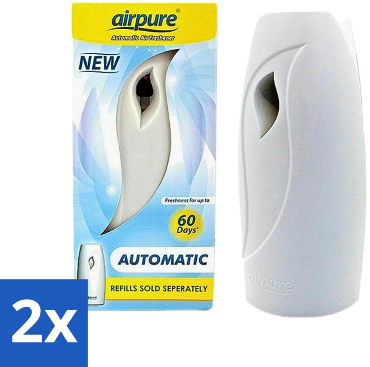 2 x Airpure - Luchtverfrisser - Freshmatic - Automatische Luchtverfrisser - Continue Geurverspreiding - 1 Luchtverfrisser - Automatische Geurverspreiding - Continue Geur - Geur Dispenser - Luchtverfrisser - Geur In Huis