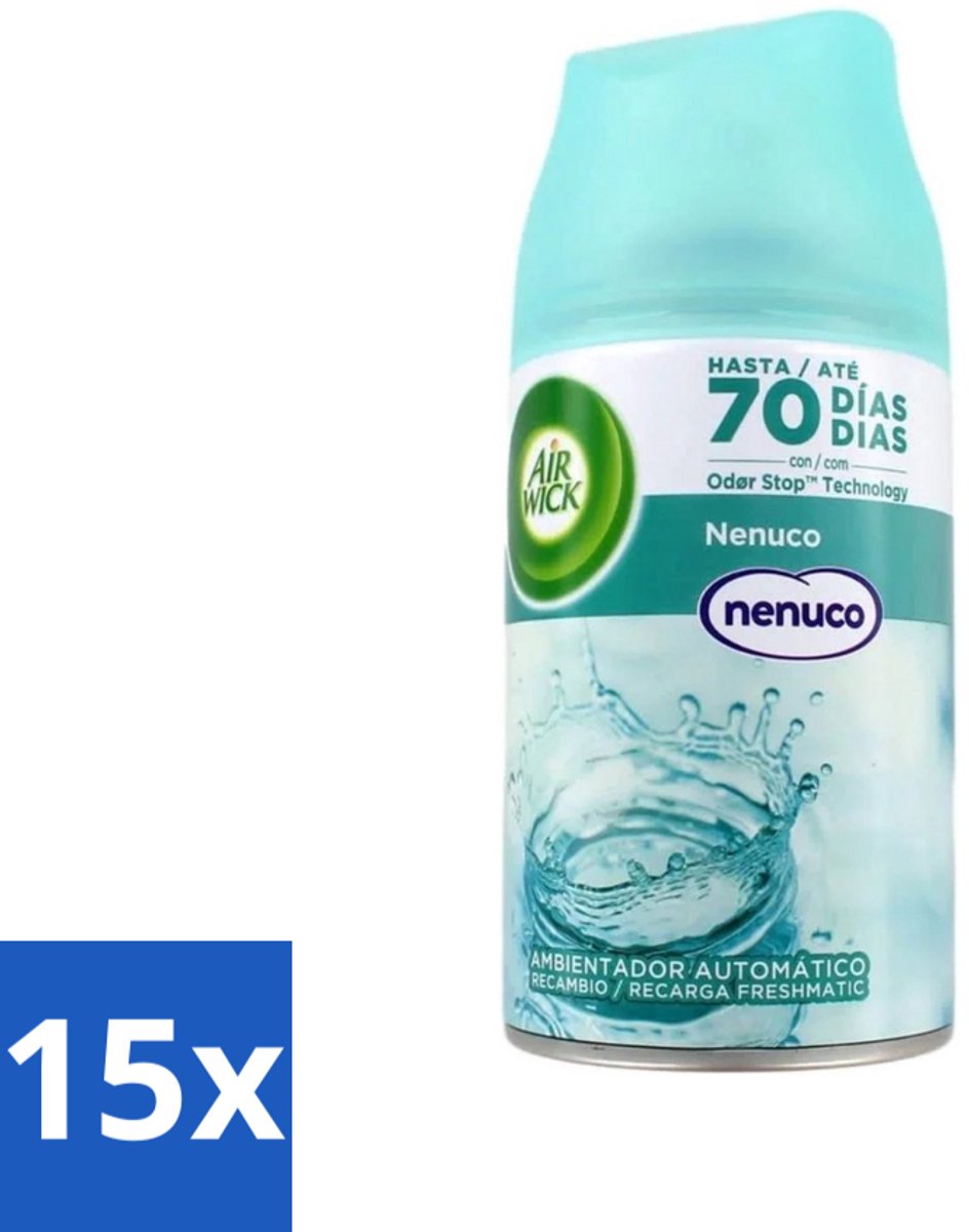 15 x Air Wick - Luchtverfrisser Navulling - Nenuco - Automatische Spray - 250 ml - Luchtverfrisser - Geurverspreiding - Nenuco - Air Wick - Automatische Spray