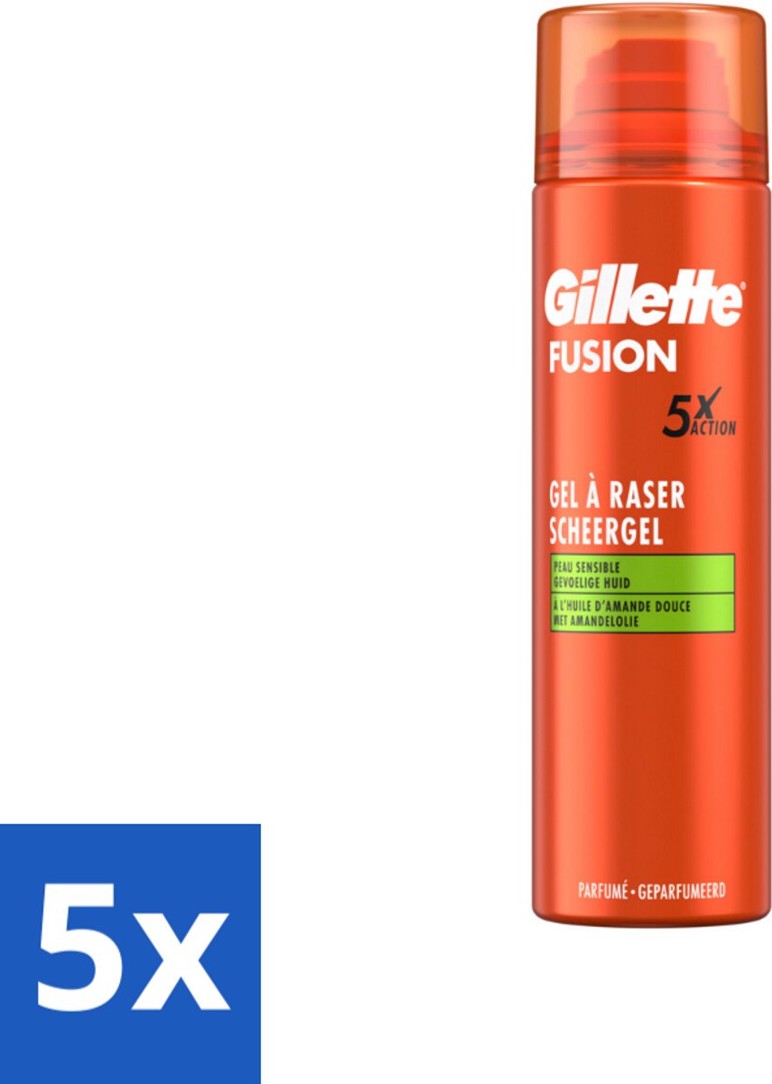Gillette Scheergel Fusion 5 Sensitive 200 ml - Bulkverpakking - 5 stuks