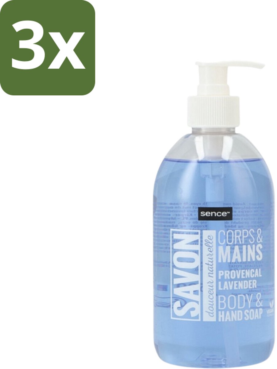 3 x Sence - Provencal Lavendel - Handzeep - Savon - 500 ml - Handzeep - Lavendel - Handen Reinigen - Vloeibare Handzeep - Mild Reinigen