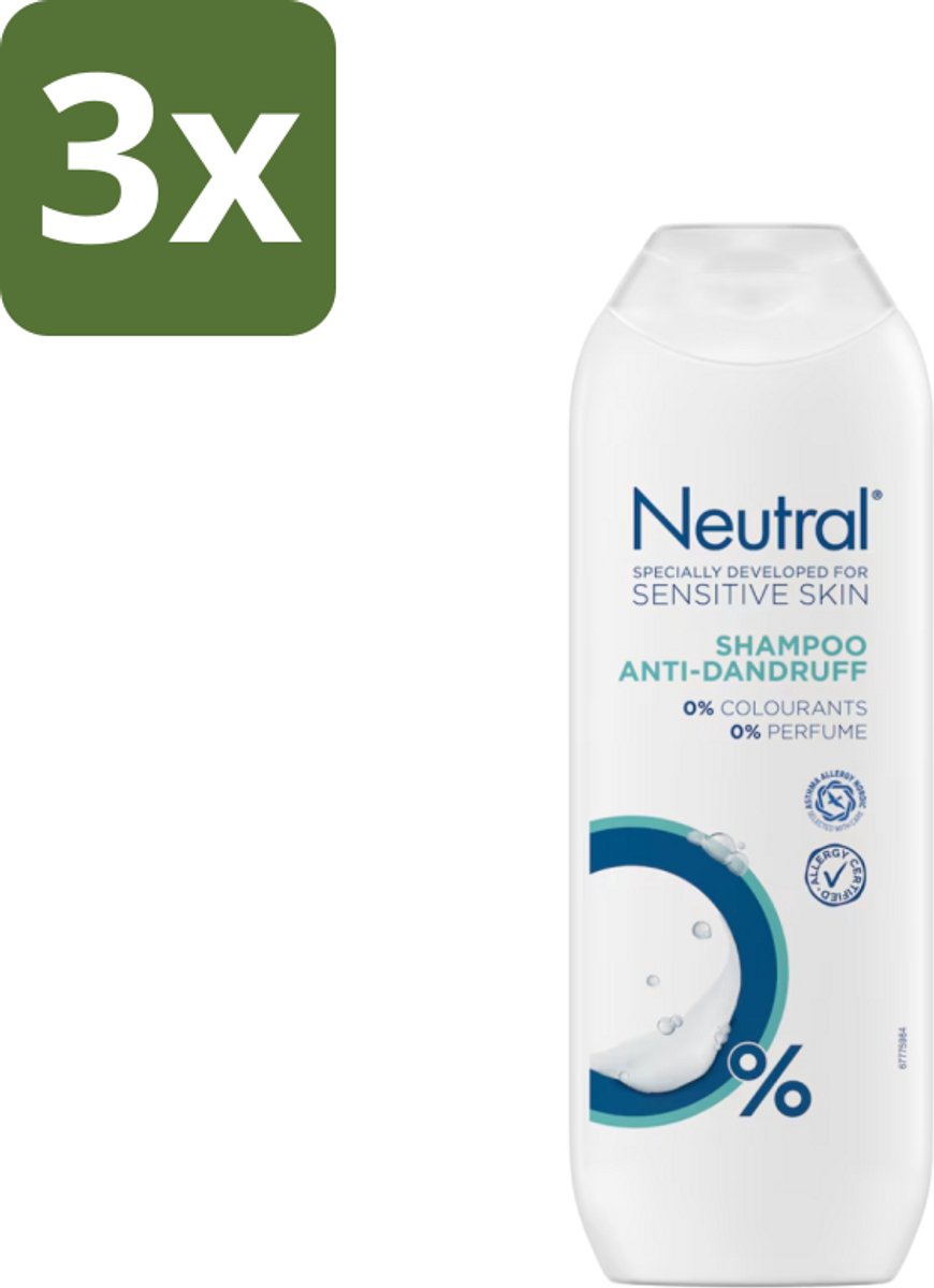 3 x Neutral - Shampoo - Gevoelige Huid - Anti-Roos - 0% Kleurstof & Parfum - 250 ml - Gevoelige Huid - Anti-roos Shampoo - 0% Parfum - 0% Kleurstof - 0% Parabenen
