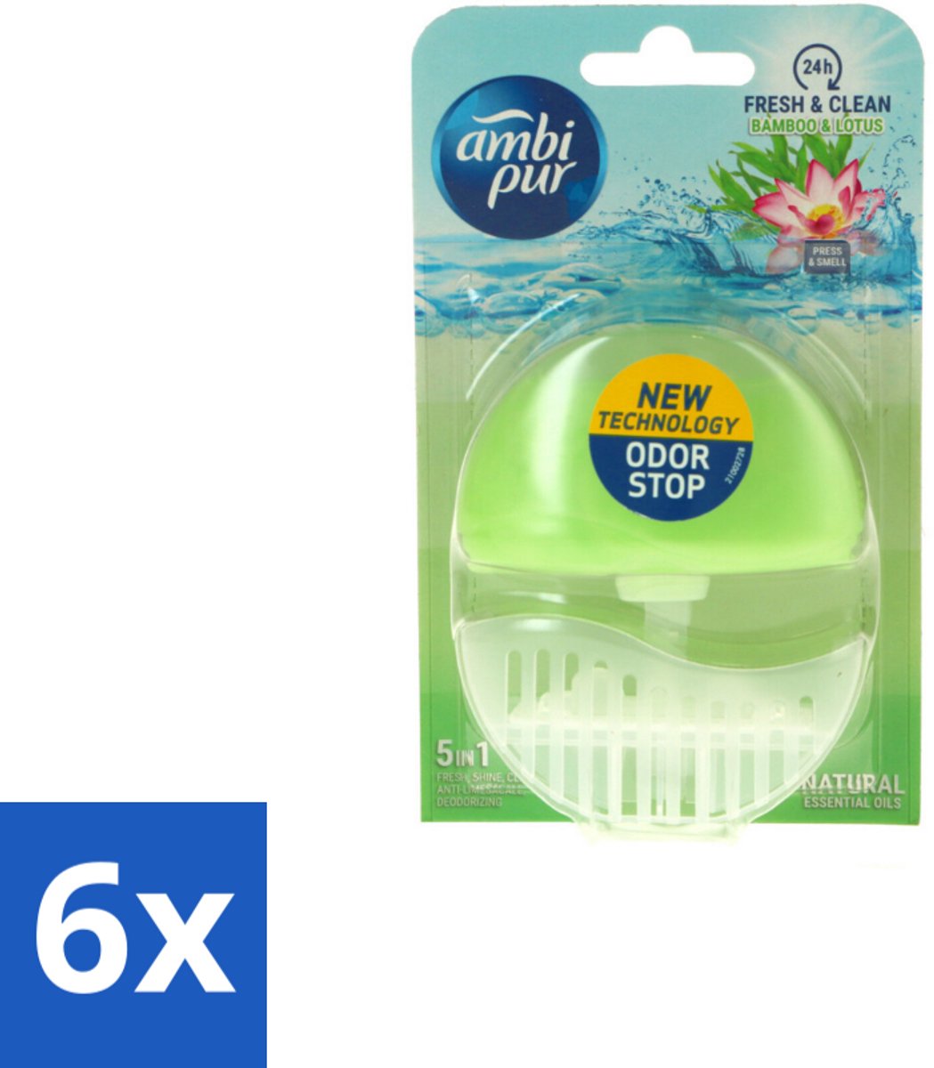 6 x Ambi Pur Toiletblok Starterkit 5in1 Bamboo & Lotus - Toiletblok - Toiletpot - Reiniging - Frisheid - Kalkaanslag