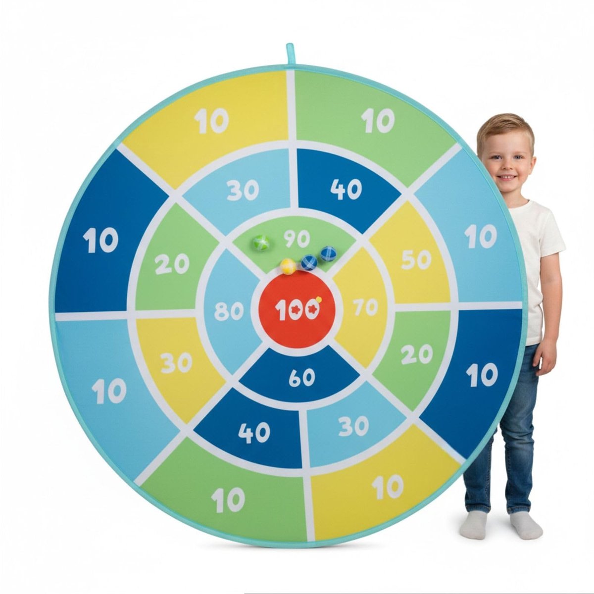 Solidchoice - XXL Dartbord Pop-Up - 142 cm Diameter - Met 12 Klittenband Ballen