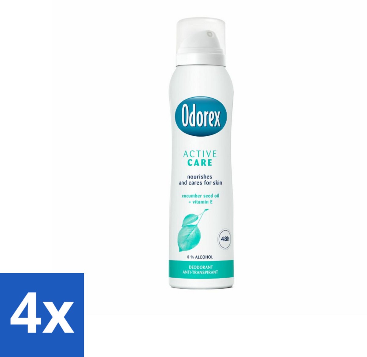 4 x Odorex Deodorant Spray Active Care 150 ml - Deospray - Actieve Bescherming - Zweet En Geur - Gevoelige Huid - Vitamine E