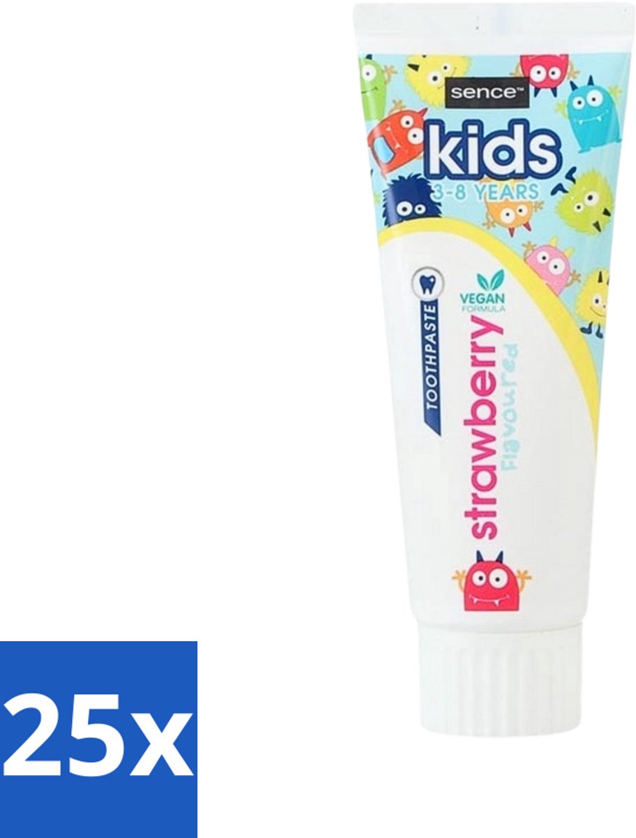 Sence - Kids 3-8 Jaar - Tandpasta - Aardbei Smaak - Vegan - 75 ml - Bulkverpakking - 25 stuks