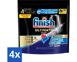 4 x Finish Powerball - Ultimate All in 1 - Vaatwastabletten - Activelift - 15 Capsules - Vaatwastabletten - Vaatwassertabletten - Finish Quantum - Activelift - Glans