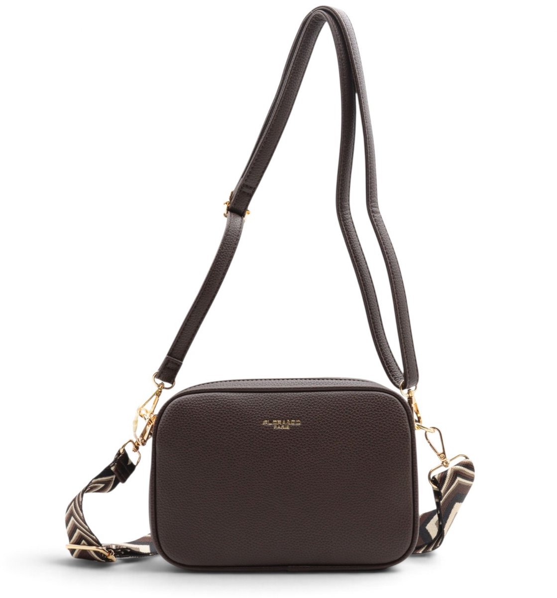 Flora&Co - Paris - Crossbody handtas - 2 vakken met rits - instelbare riem - chocolate:bruin - lange riem 130cm