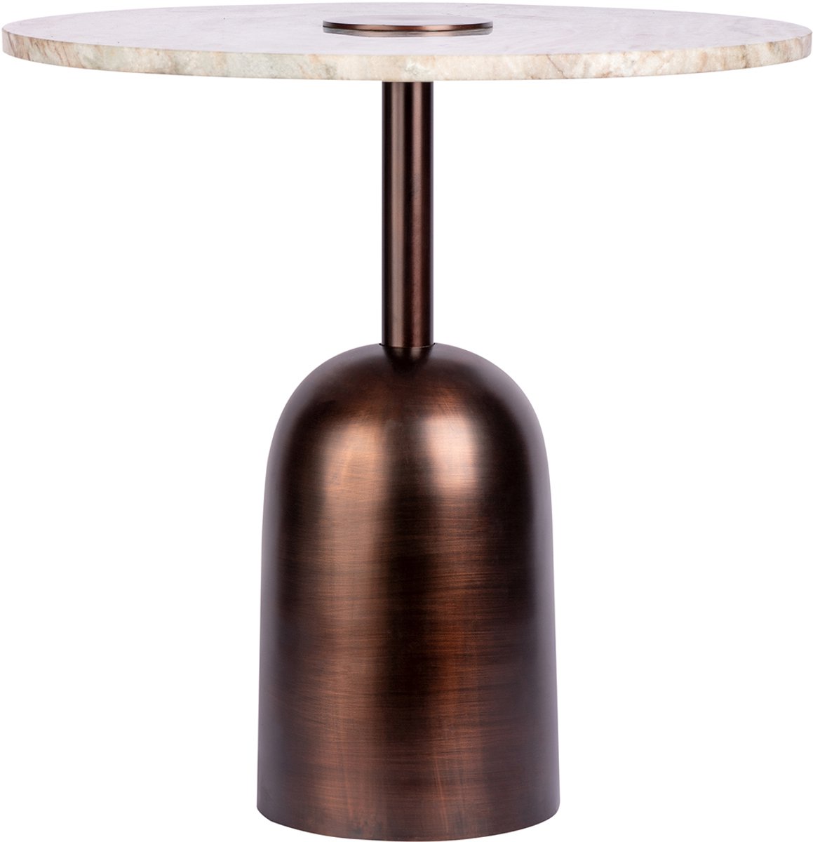 Padiro ronde bijzettafel Ø 47 x 47 cm - bruin - Modern Art-Déco Glamour Look - met marmerpatroon - roestvrij stalen onderstel