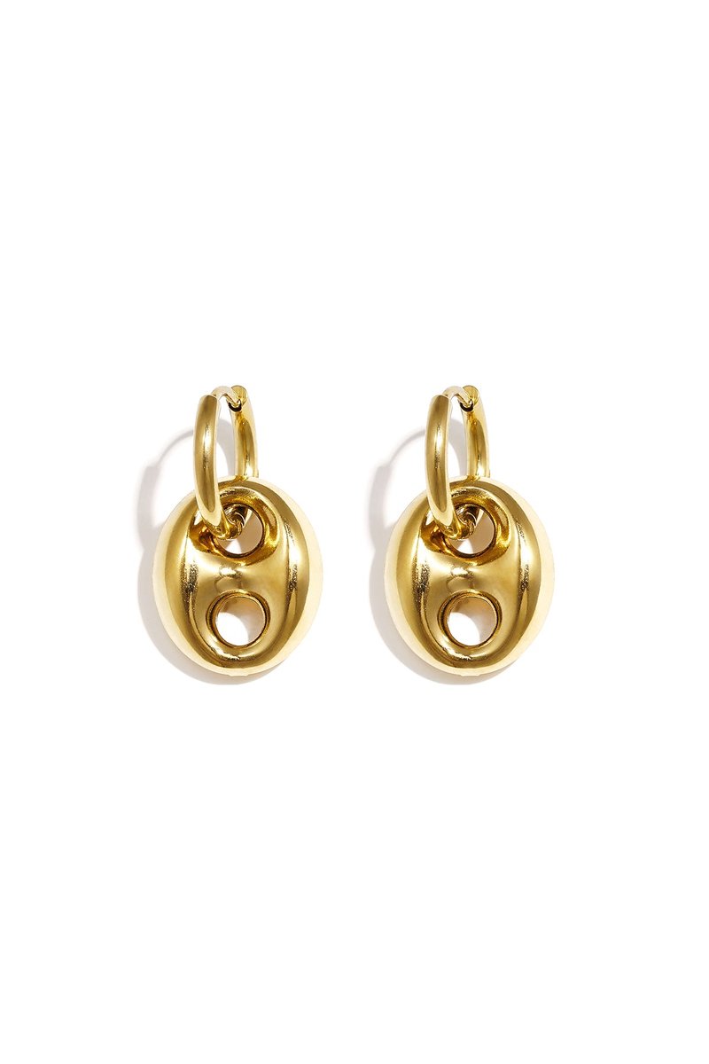 Roestvrijstalen hangende oorbellen met onregelmatige vorm, casual, dagelijks gebruik, eenvoudige serie, dames sieraden - Goudkleur