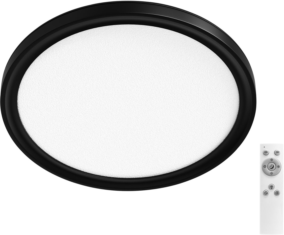 OSRAM plafondlamp zwart, 3000 K / 4000 K / 6000 K, warm wit, 950 lm, 14 W, 22 cm Ø, polypropyleen (PP), 120° stralingshoek