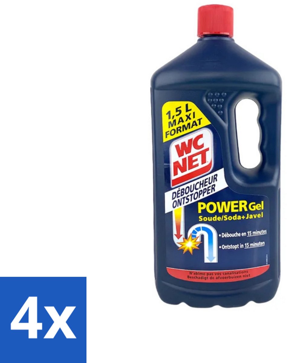 4 x WC Net - Ontstopper - Gel - Met Soda - 1.5L - Toilet Ontstopper - Wc Ontstopper - Verstopping Oplossen - Ontstopper Gel - Snel Ontstopper