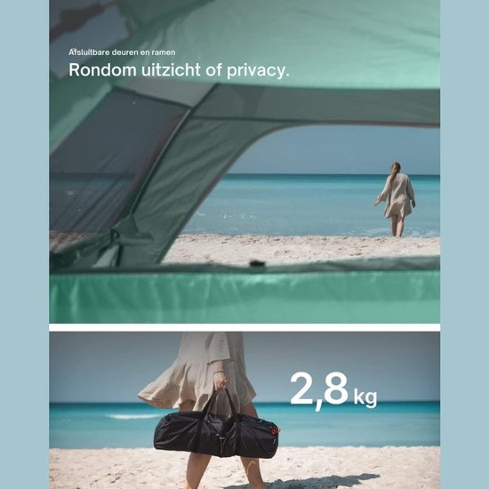 Klarven® Strandtent Baby Pop Up Groen - UV80 Bescherming, Quick-Up System Snel Opgezet - Strandtentje voor Kinderen - B 12 x D 12 x H 70 cm — afbeelding 3