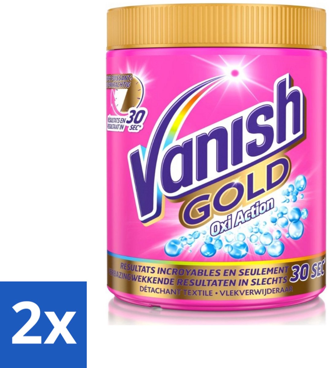 2 x Vanish Gold Oxi Action - Vlekkenverwijderaar Poeder - Gekleurde Was - 1050 Gram - Vlekkenverwijderaar - Vlekkenpoeder - Gekleurde Was - Hardnekkige Vlekken - Vlekken Verwijderen
