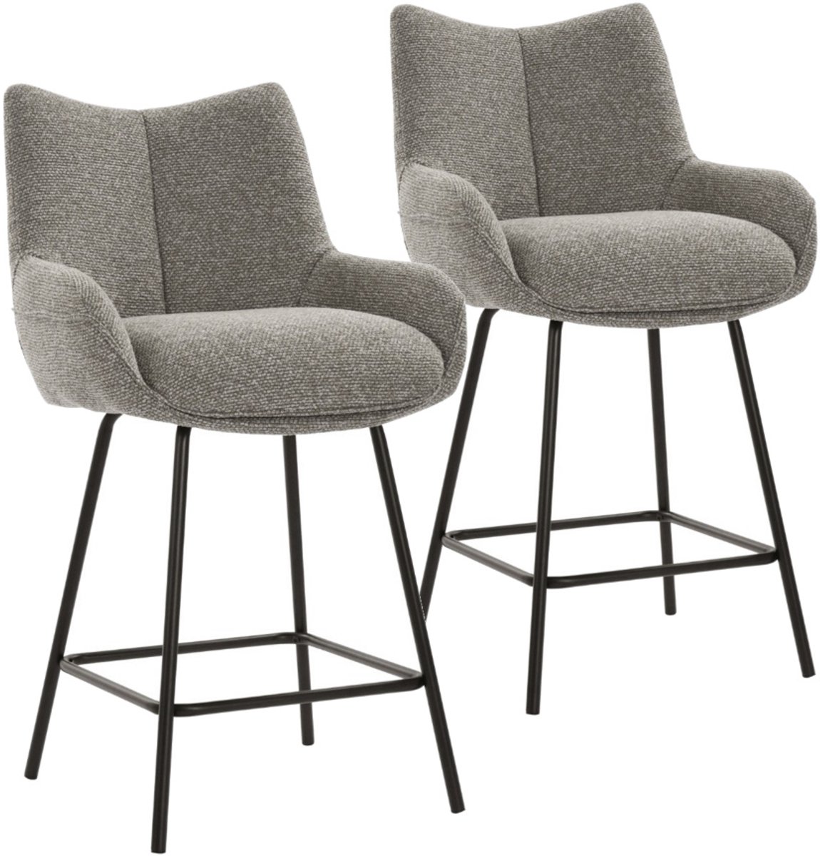 DS4U® - Ivan barkruk 65 cm - Set van 2 - Taupe - Stof - Met armleuning