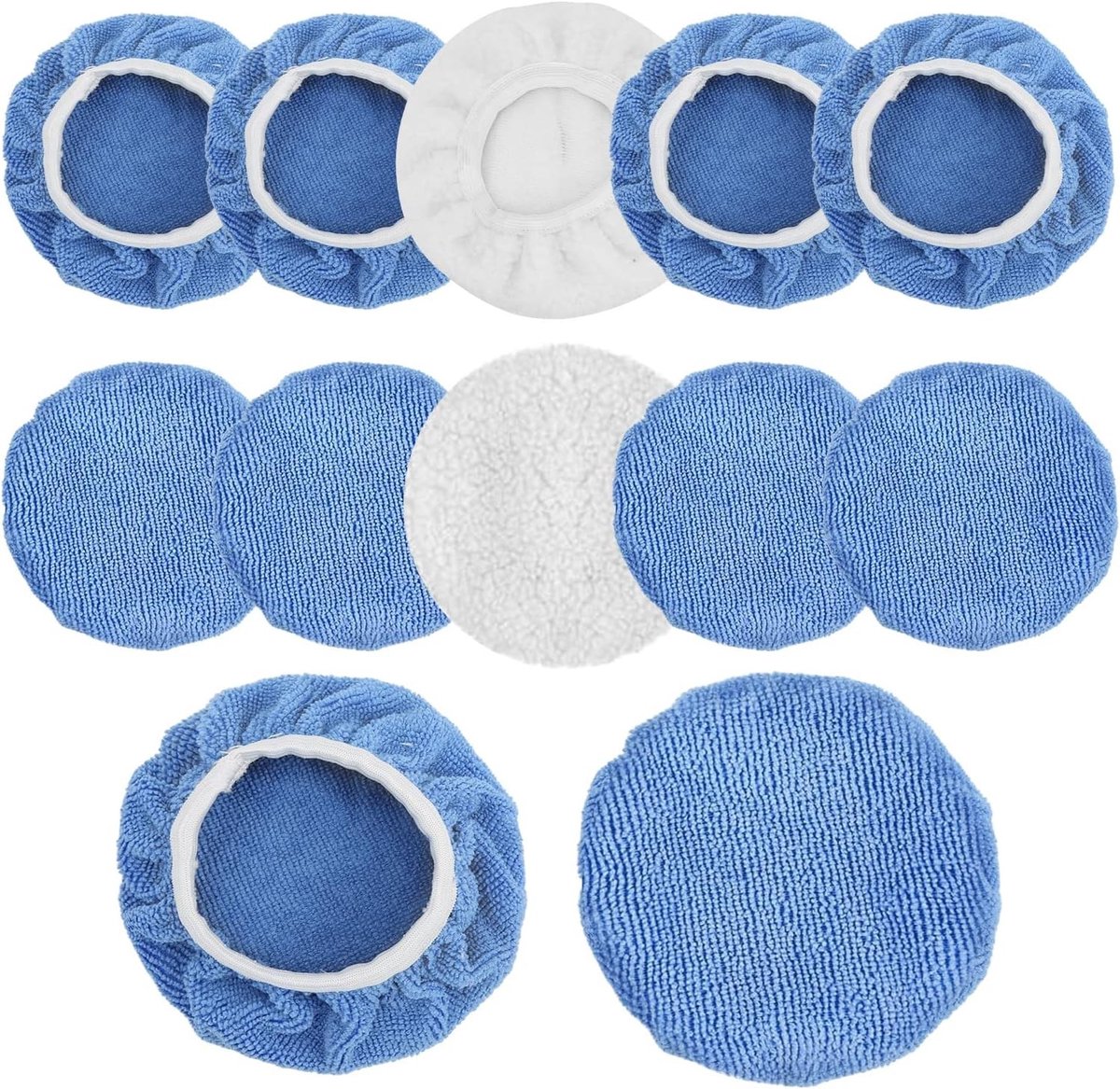 12-delige set microvezel polijstpads voor auto, 5-6 inch, ideaal voor waxen, reinigen en polijsten