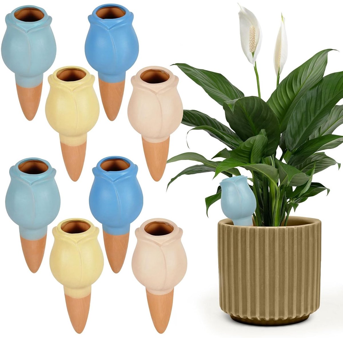Set van 8 Klei Cone Watergeefballen voor Automatische Bewatering van Planten, Bloemen en Tuinplanten
