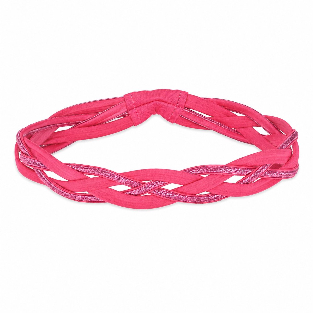 Haarsoires Haarband Sport 3cm - Glitter - Gevlochten Elastiek - Roze - Sporthaarband - Sportieve Hoofdband - voor Dames & Heren