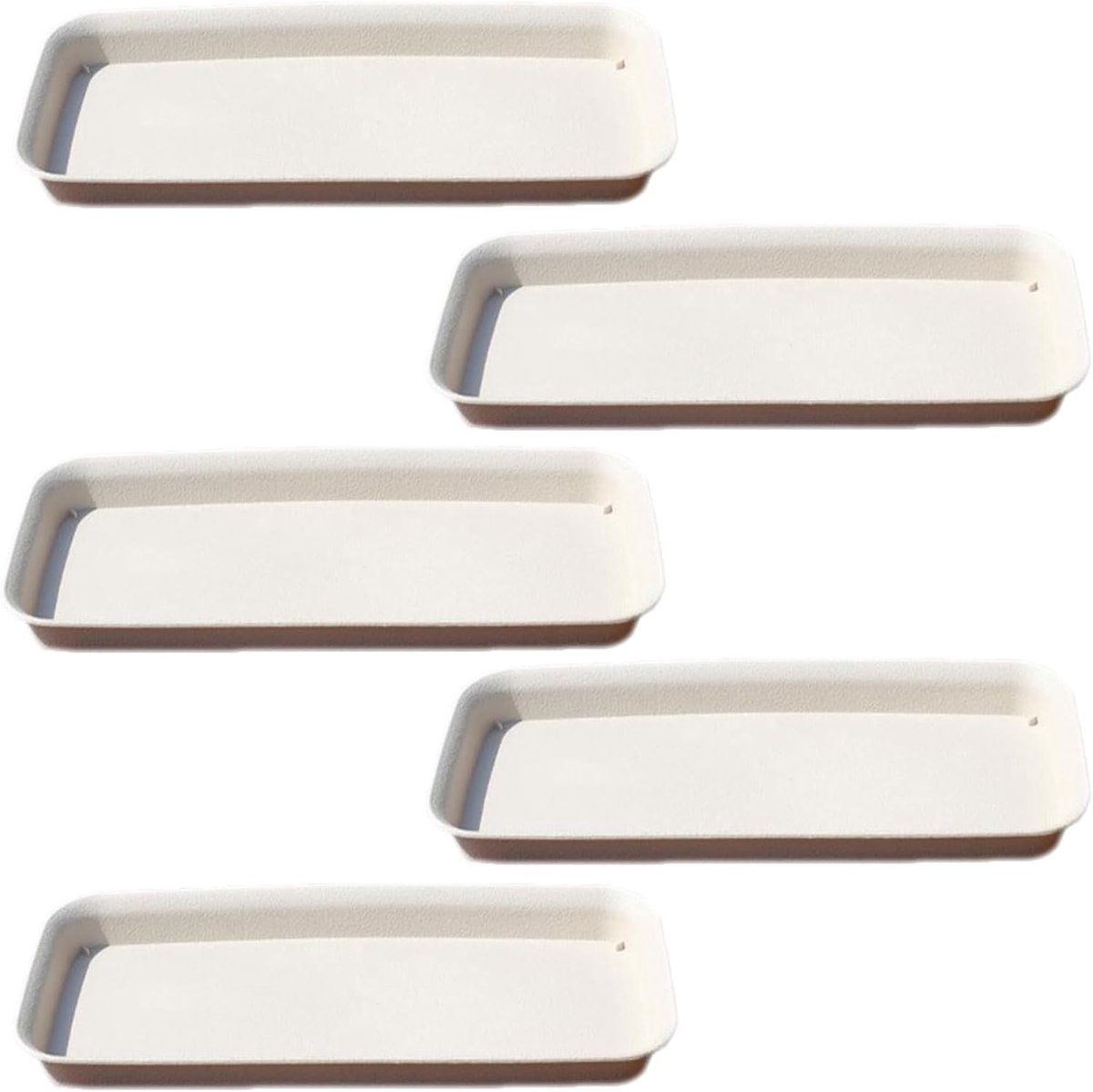 Set van 5 Hoekige Rectangular Plant Coasters voor Bloempotten, Ideaal voor Binnen en Buiten, Tuinaccessoires (Beige, 30.5x13.7cm)