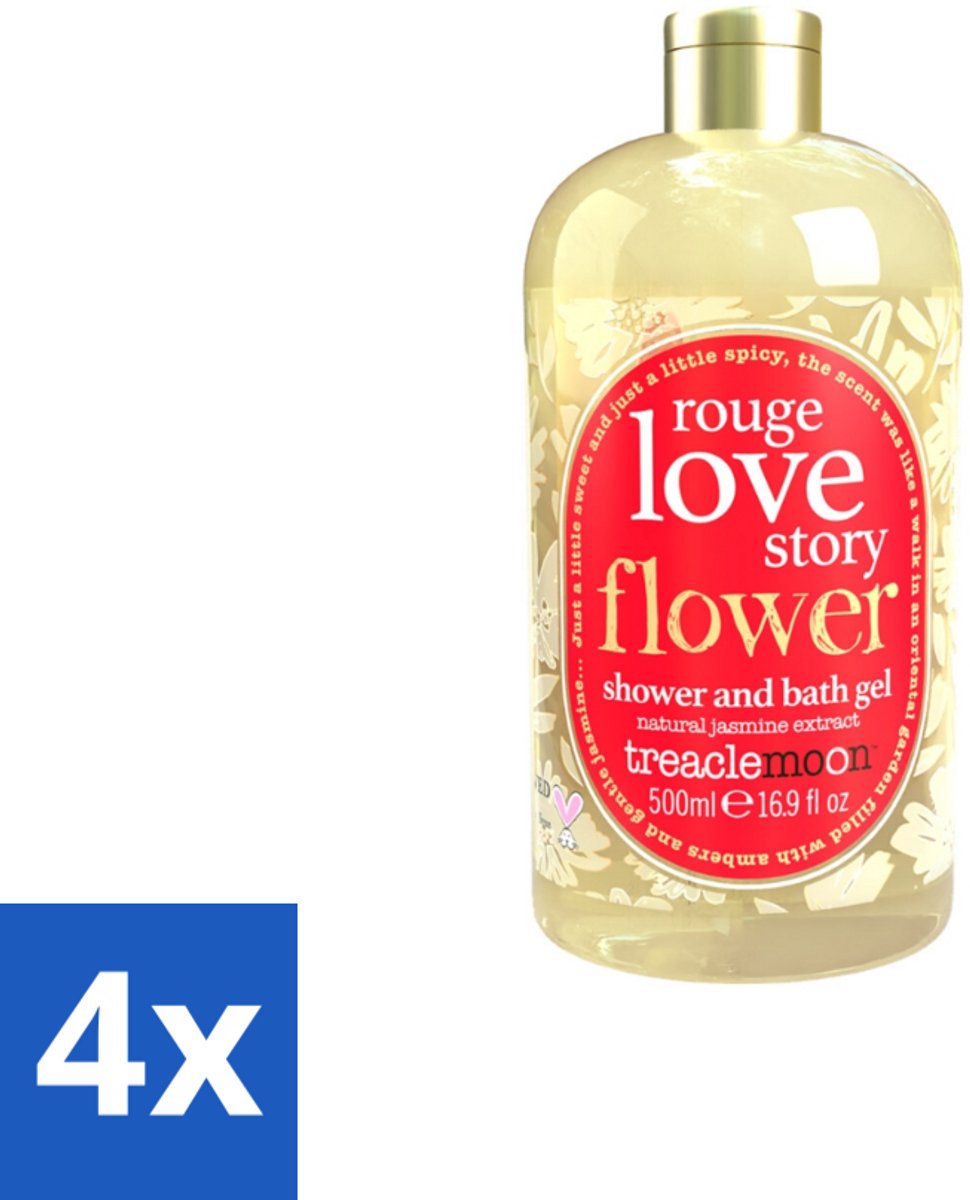 Treaclemoon – Bad- & Douchegel – Rouge Love Story – 500 ml - Voordeelverpakking - 4 stuks