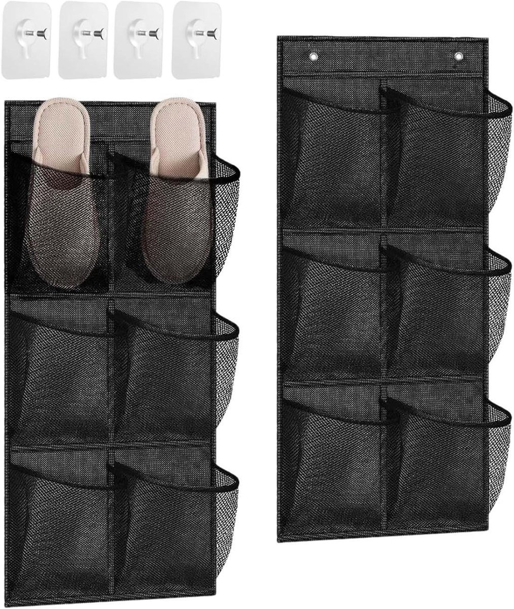 Opvouwbare Opbergorganizer - Hangende Zakken - Schoenen Opbergen - Ademend Mesh - 34 x 76.5 cm - Zwart