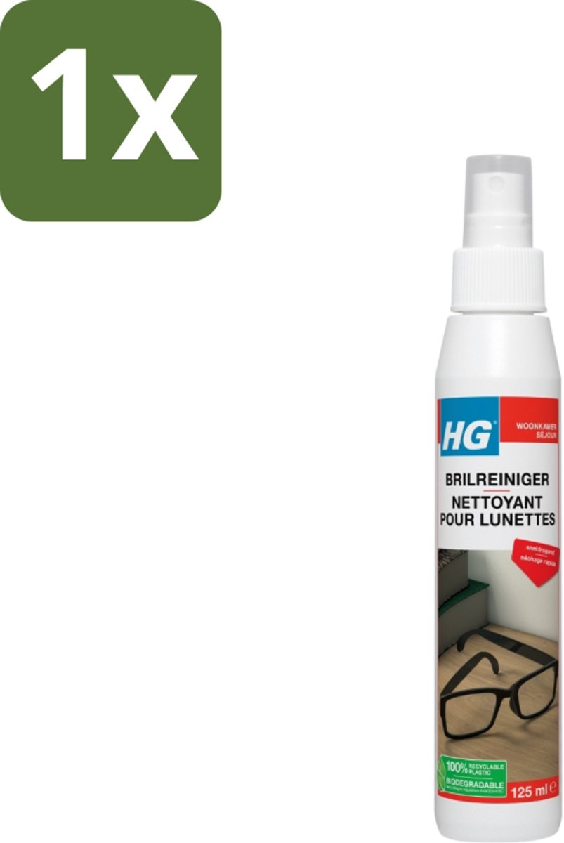 1 x HG Brilreiniger 125 ml - Bril Reinigen - Glas Reinigen - Lenzen Reinigen - Brillen Reinigen - Vuil Verwijderen