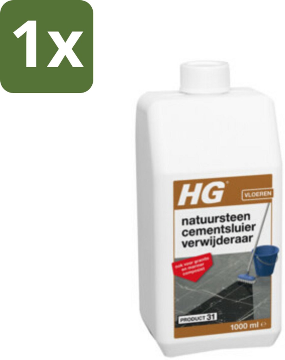 1 x HG Natuursteen Cement & Kalksluier Verwijderaar 1 liter - Natuursteen Cement Verwijderen - Cement En Kalksluier Verwijderen - Natuursteen Reinigen - Marmer Reinigen - Travertin Reinigen
