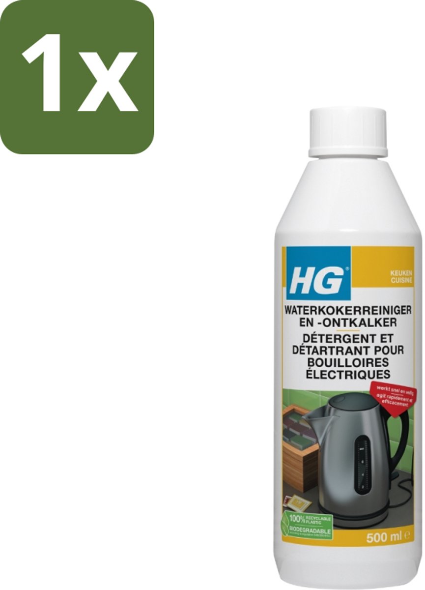 1 x HG Waterkokerreiniger En -ontkalker 500 ml - Waterkoker Reinigen - Waterkoker Ontkalken - Kalkaanslag Verwijderen - Waterkoker Reinigingsmiddel - Waterkoker Ontstofverwijderen