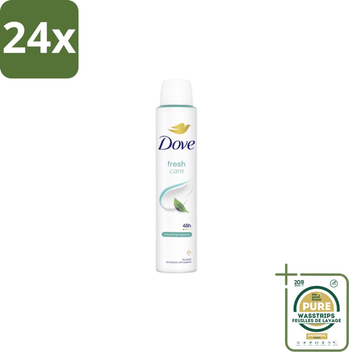 Dove – Deodorant Spray – Fresh Care – 200 ml - Voordeelverpakking - 24 stuks - Geurvermindering - Fris