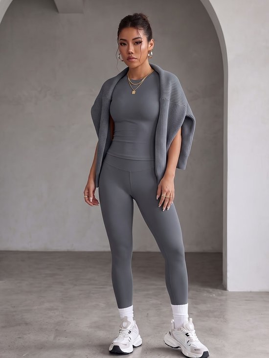 Currero Pilates Pak Dames - Yoga - Buttshaper - Gym - Fitness - Butt Lift - Bil Vergrotend - Heup Liftend - Yogakleding - Donkergrijs S — afbeelding 2
