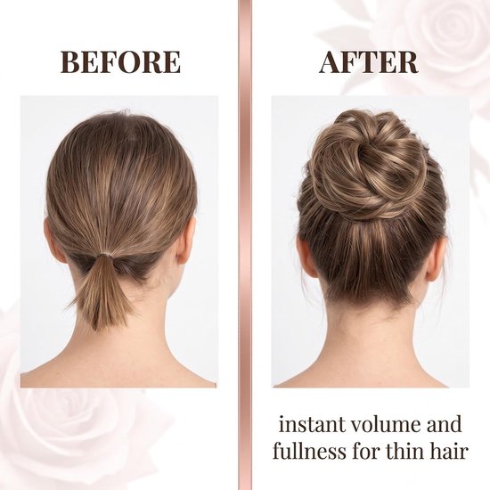 Natuurlijke valse haarknot met elastiek voor dames, eenvoudig te stylen, gladde synthetische haarverlengingen voor extra volume en een trendy look, kleur 12H24 — afbeelding 3