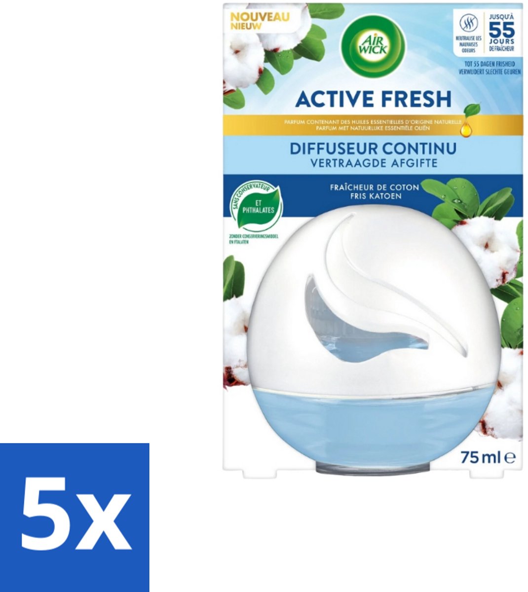 Air Wick – Luchtverfrisser – Deco Sphere Katoen – 75 ml - Bulkverpakking - 5 stuks
