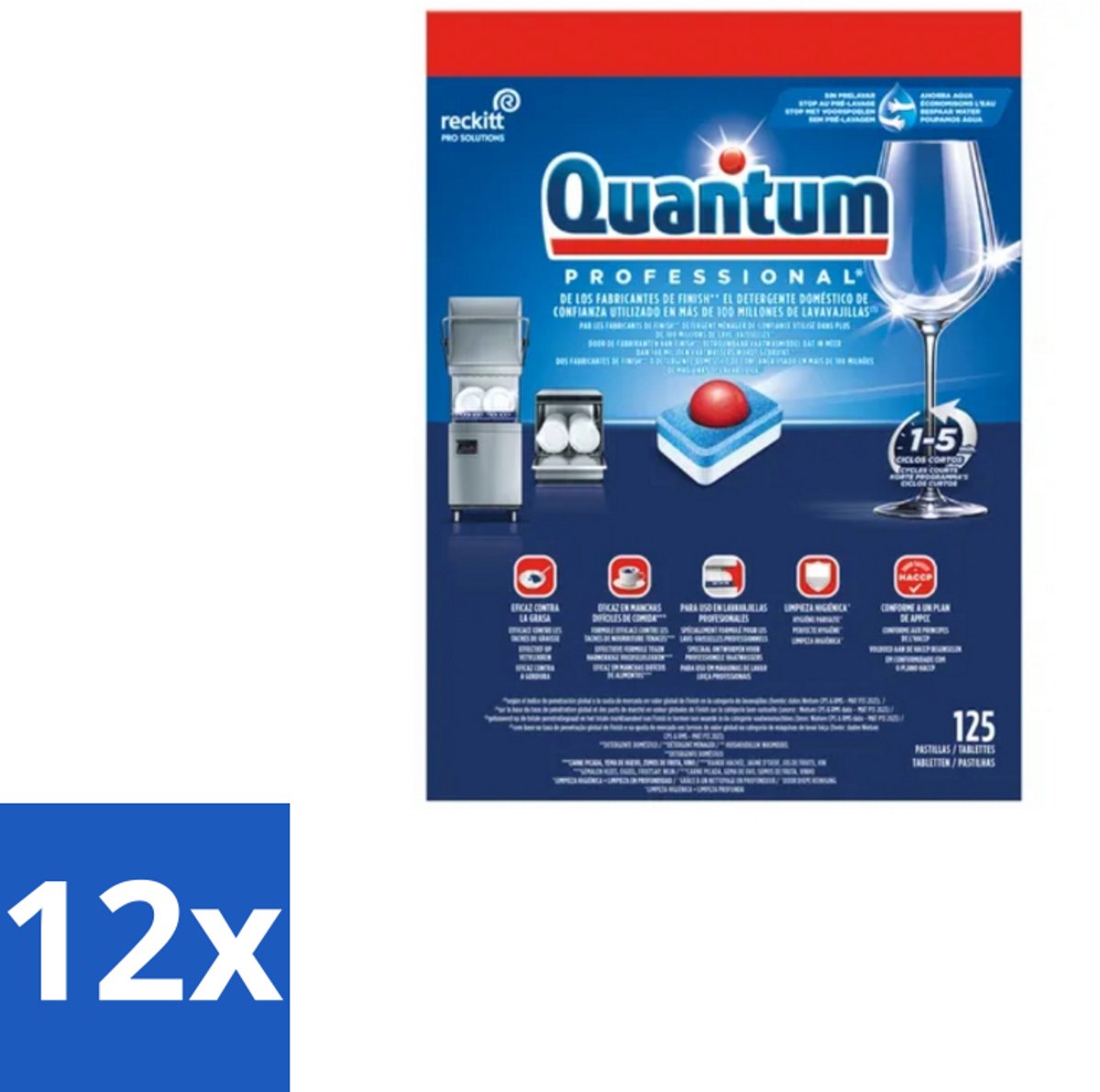 Finish – Vaatwastabletten – Quantum Pro All-in-One – 125 Capsules - Voordeelverpakking - 12 stuks