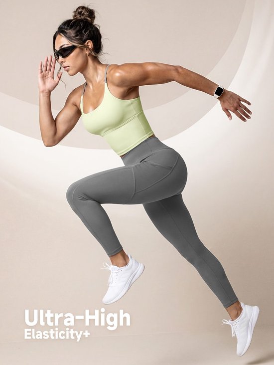 Currero Pilates Pak Dames - Yoga - Buttshaper - Gym - Fitness - Butt Lift - Bil Vergrotend - Heup Liftend - Yogakleding - Groen + Grijs XS — afbeelding 3