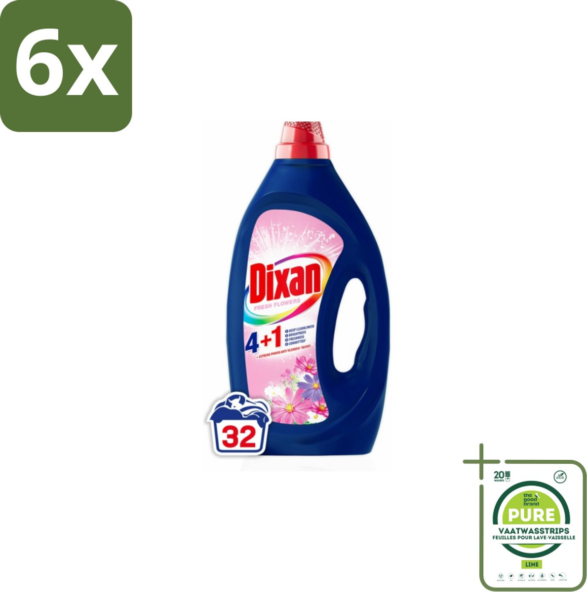 Dixan – Vloeibaar Wasmiddel – Color Fresh Flowers – 1440 ml - Voordeelverpakking - 6 stuks - Kleurbehoud - Vlekkenverwijdering