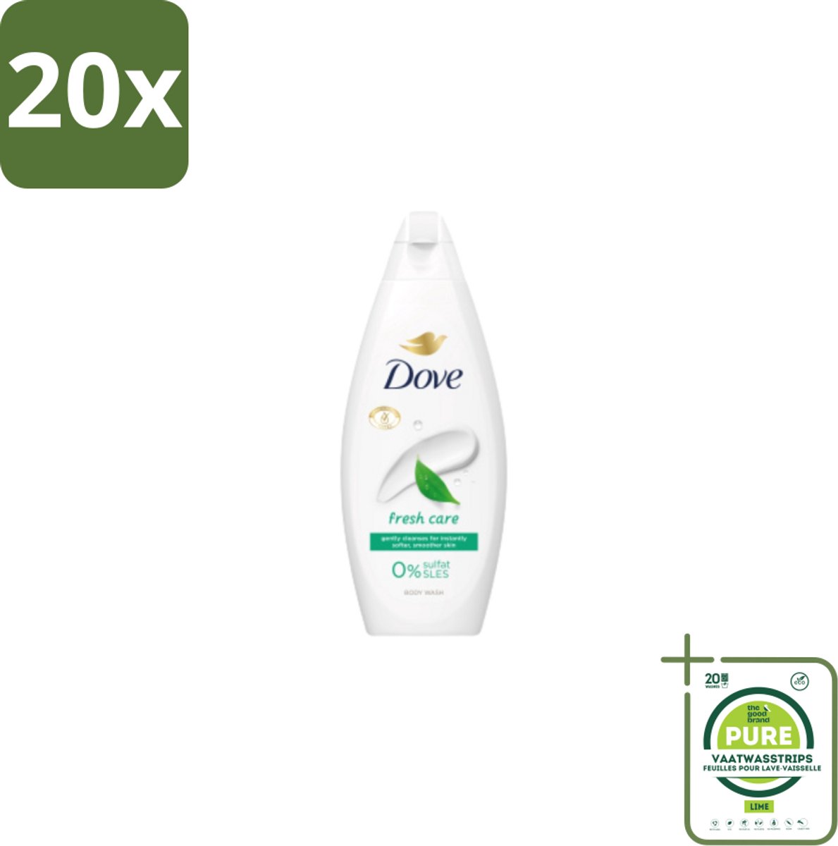 20 x Dove – Douchegel – Fresh Care – 250 ml - Grootverpakking - Douchegel - Fris - Schone Huid - Huid Reinigen - Huid Hydrateren