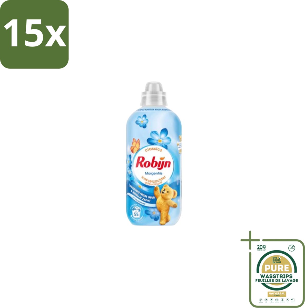 15 x Robijn – Wasverzachter – Morgenfris – 1,1 L - Grootverpakking - Wasverzachter - Wasverzachter Morgenfris - Wasverzachter Voor Kleding - Wasverzachter Voor Textiel - Wasverzachter Morgenfris 1.1 L
