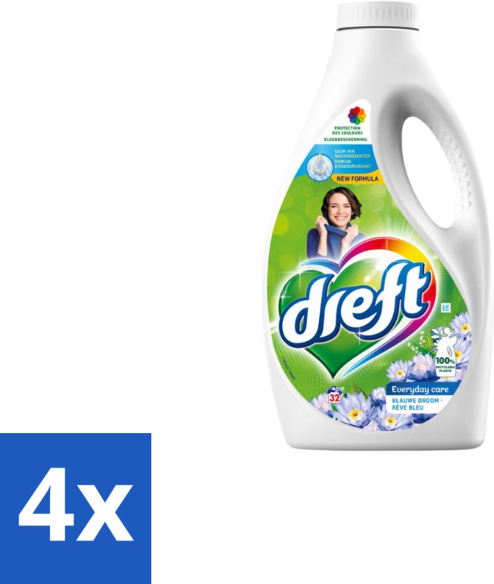 Dreft – Vloeibaar Wasmiddel – Blue Dream – 32 Wasbeurten - Voordeelverpakking - 4 stuks