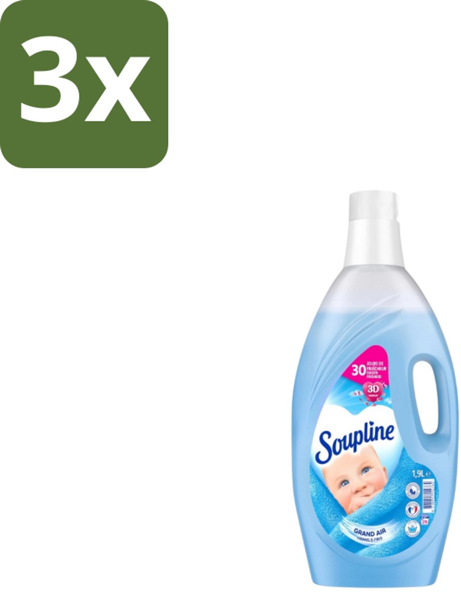 3 x Soupline – Wasverzachter – Hemels Fris – 1,9 L - Wasverzachter - Wasgoed Verzachter - Hemels Fris - Wasverzachter Hemels Fris - Wasverzachter Voor Kleding