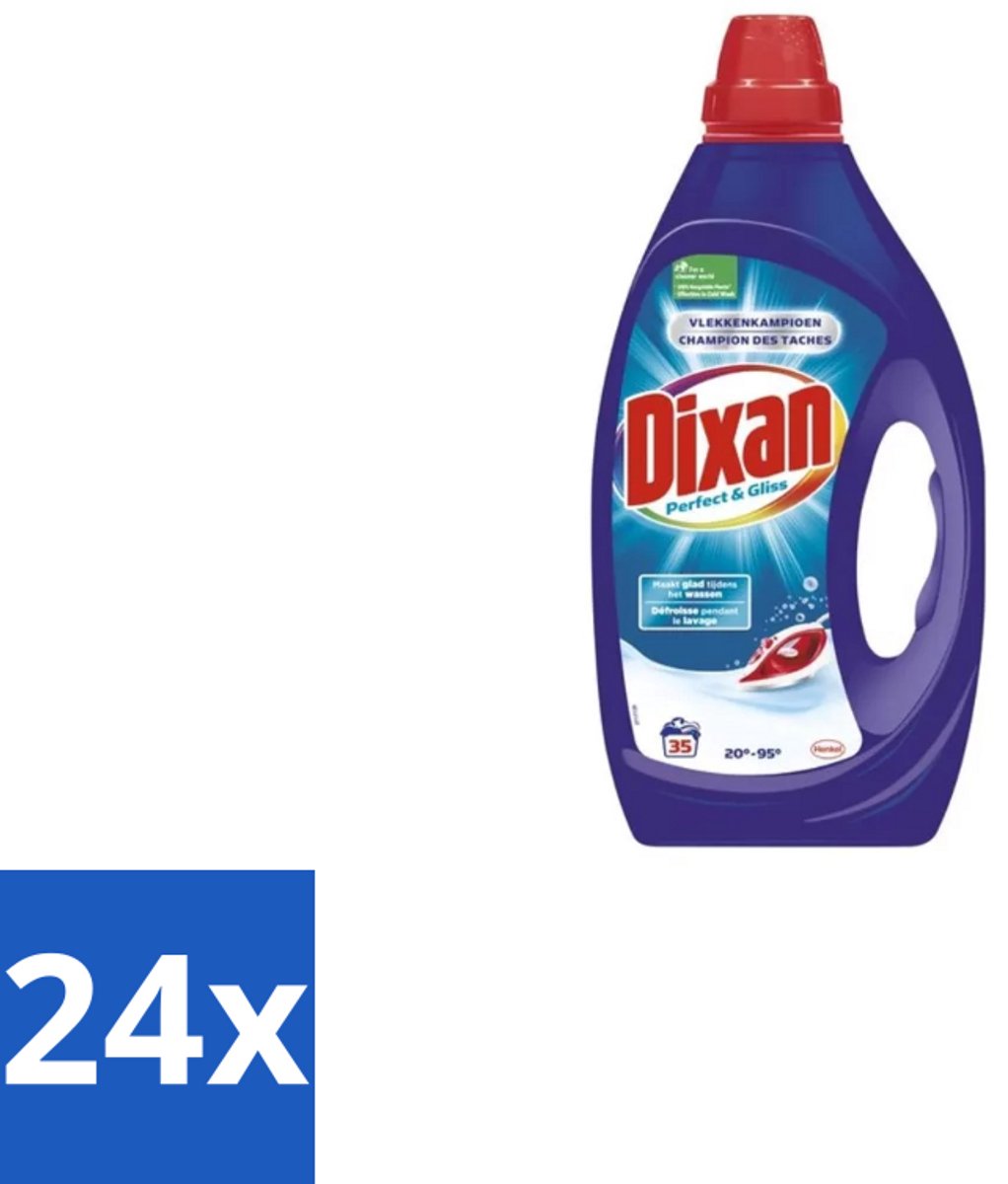 24 x Dixan – Vloeibaar Wasmiddel – Perfect & Gliss – 1750 ml - Wasmiddel - Vlekkenverwijdering - Antiplooiformule - Strijkwerk - Schone Was