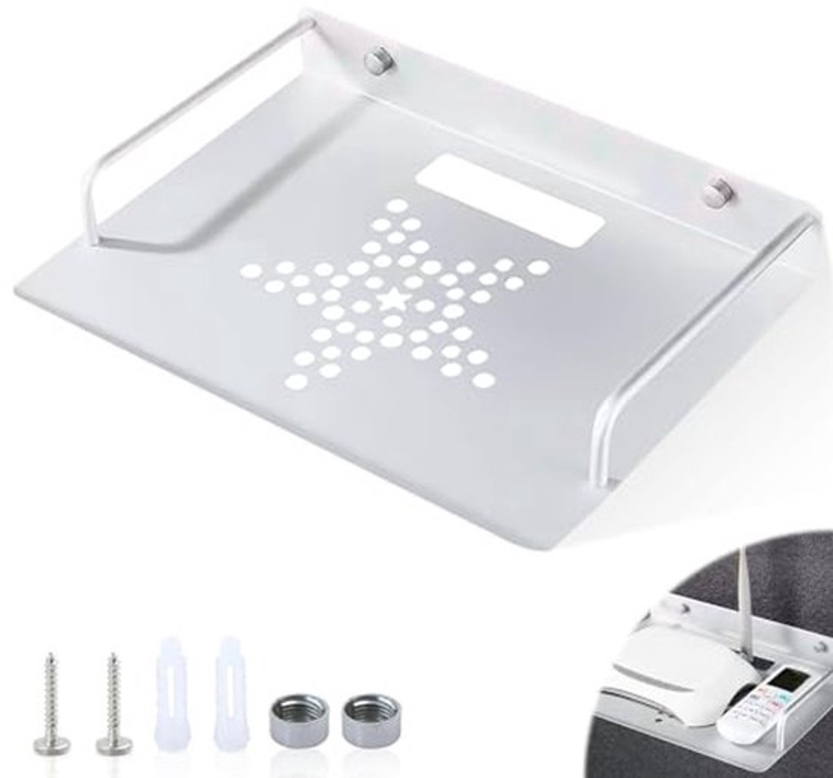 Universele wandhouder voor router en projector – Multifunctioneel aluminium wandrek voor TV-box en accessoires