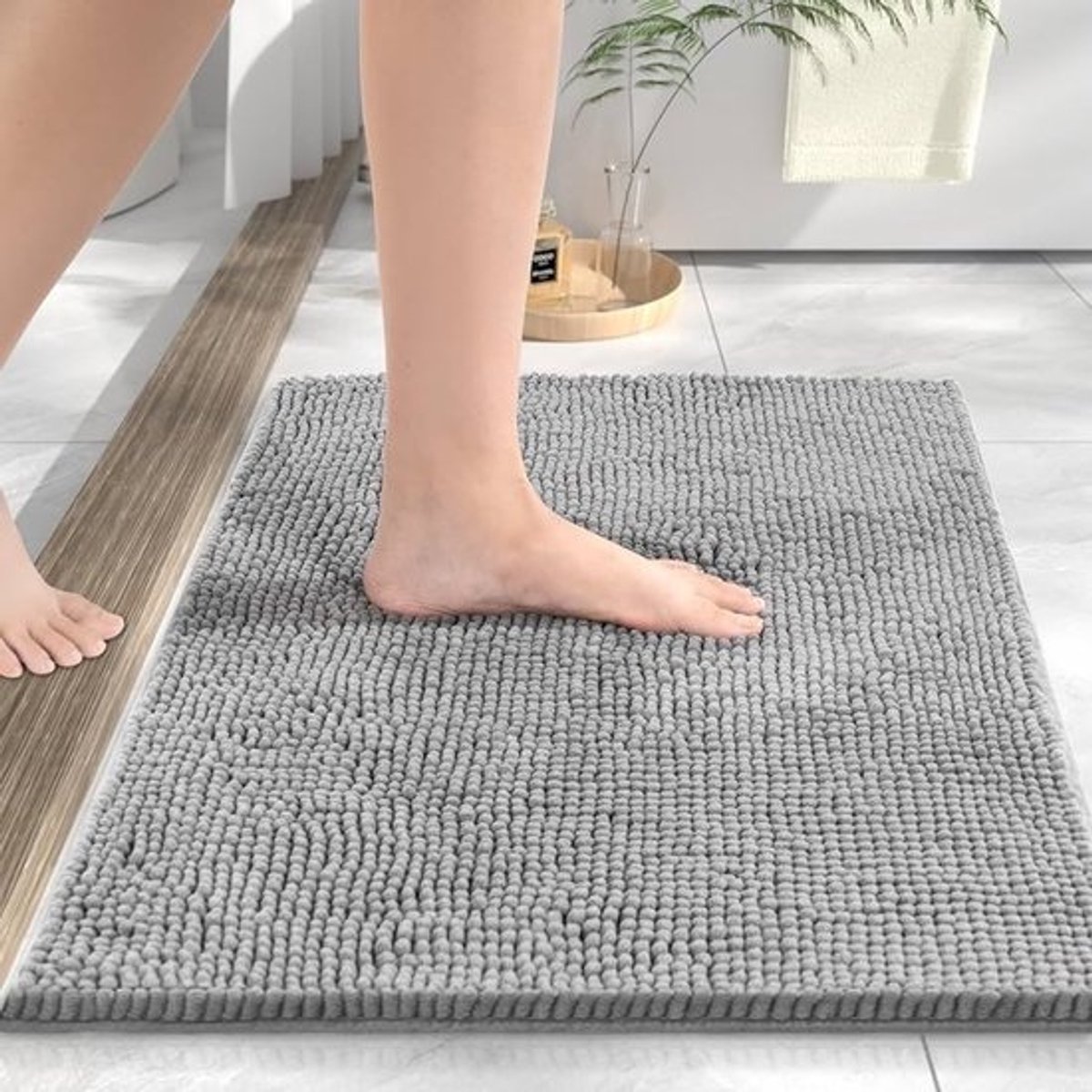 Antislip badkamertapijt - zacht en absorberend - 1 stuk - grijs - 40 x 60 cm