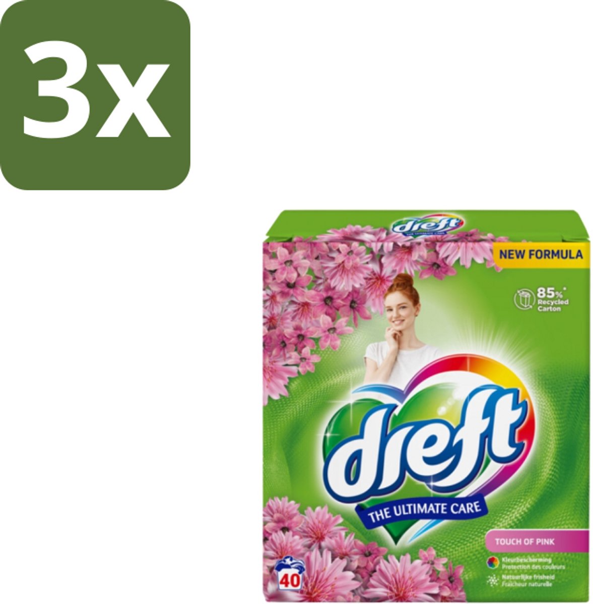 Dreft – Touch Pink – Poeder Wasmiddel – 2,6 kg – 40 wasbeurten - Bulkverpakking - 3 stuks