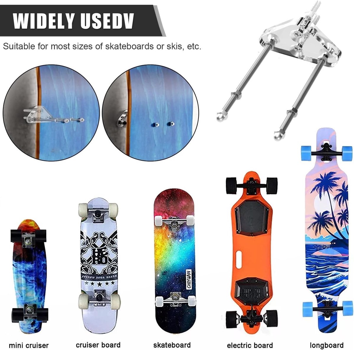 Skateboard Wandhouder en Longboard Muurbeugel voor Opberging en Presentatie, 2 Stuks, Transparant Acryl, Ideaal voor Woonkamer en Garage